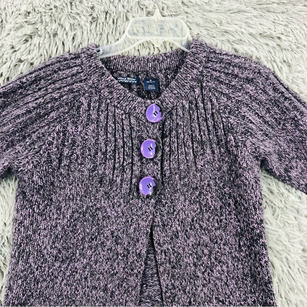 Wind River Sweater Cardigan Womens Small Chunky Cable knit Purple 3 Button Soft